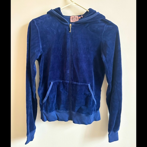 Juicy Couture Blue Velour Hoodie - Picture 1 of 3